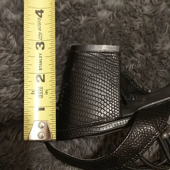 Angel Steps Black Textured Peep Toe Sandals! - Picture 13 of 13